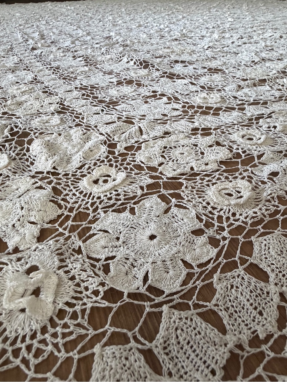 Handmade Cream Crochet Tablecloth - Elegant Lace Dining Linen